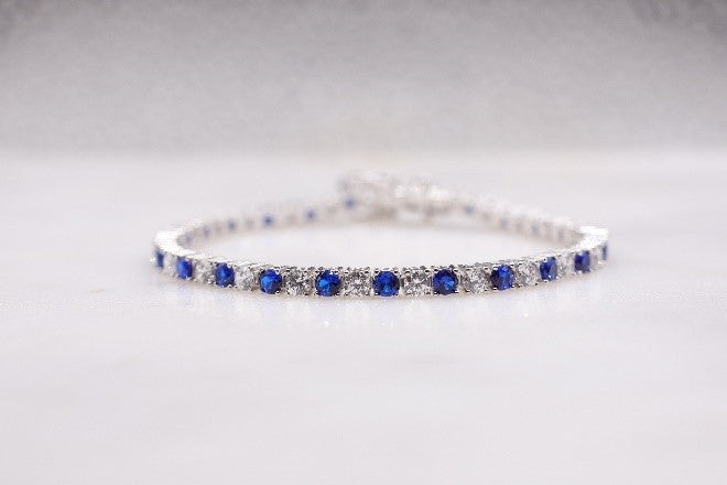 Rotating Sapphire and Diamond Tennis Bracelet
