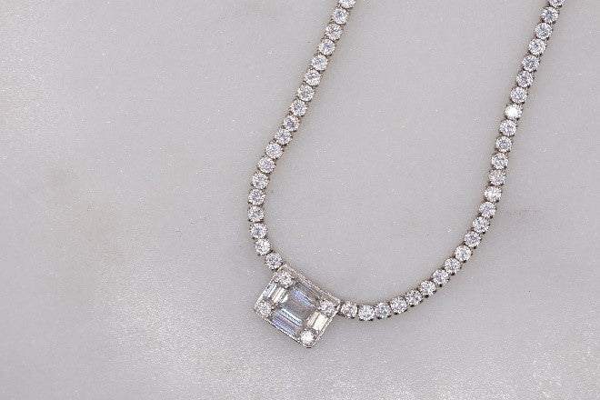 Illusion Emerald Tennis Necklace