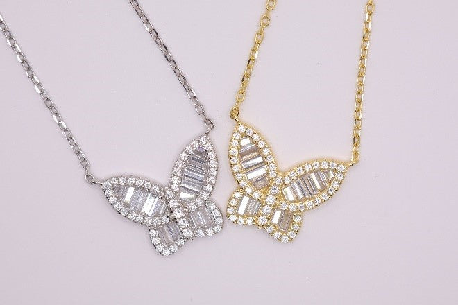 Baguette Butterfly Necklace