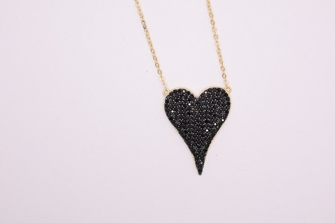 Large Black Diamond Heart Necklace