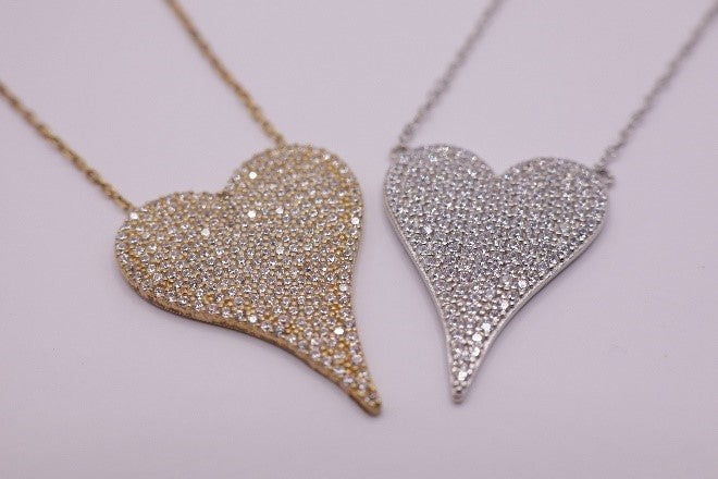 Large Pave Heart Necklace
