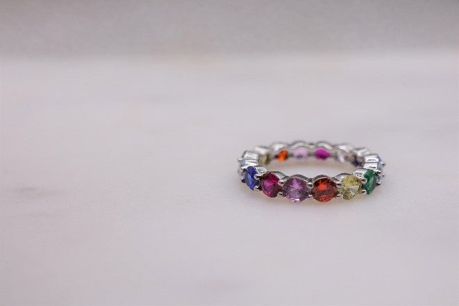 Rainbow Band in White Gold