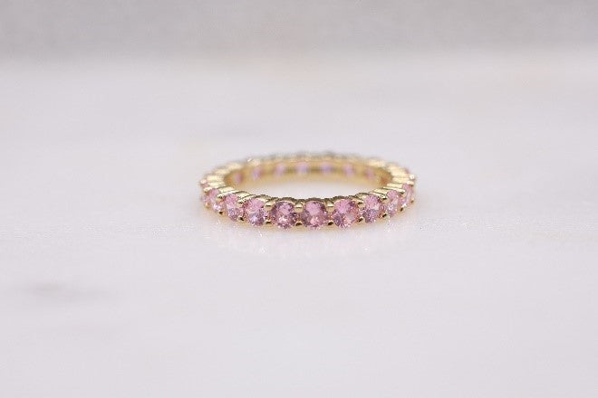 Round Pink Sapphire Band