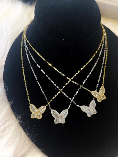 Baguette Butterfly Necklace