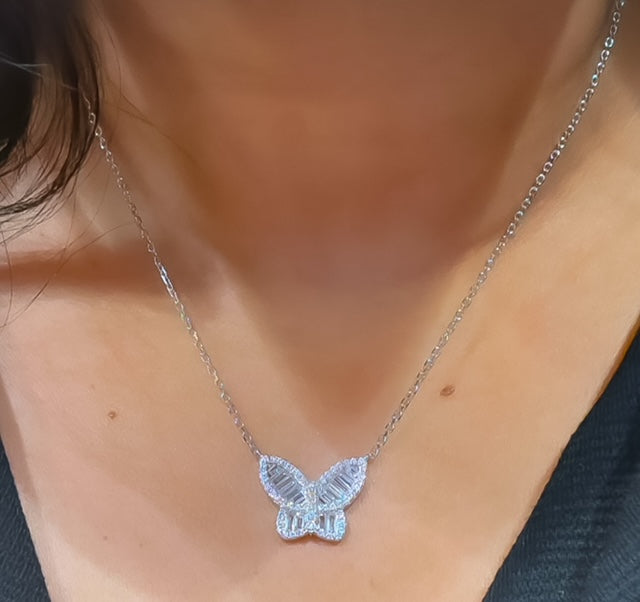 Baguette Butterfly Necklace