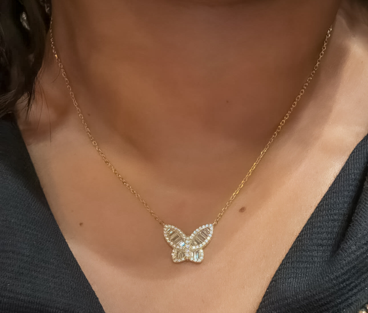 Baguette Butterfly Necklace